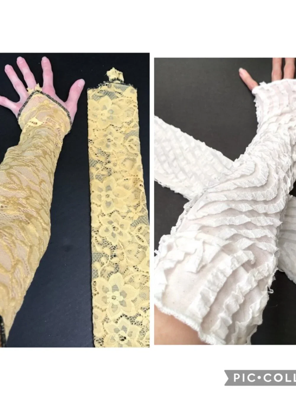 BUNDLE DEAL 2 Long Lace Armwarmers Yellow Arm Warmers Prom Formal Gloves Evening